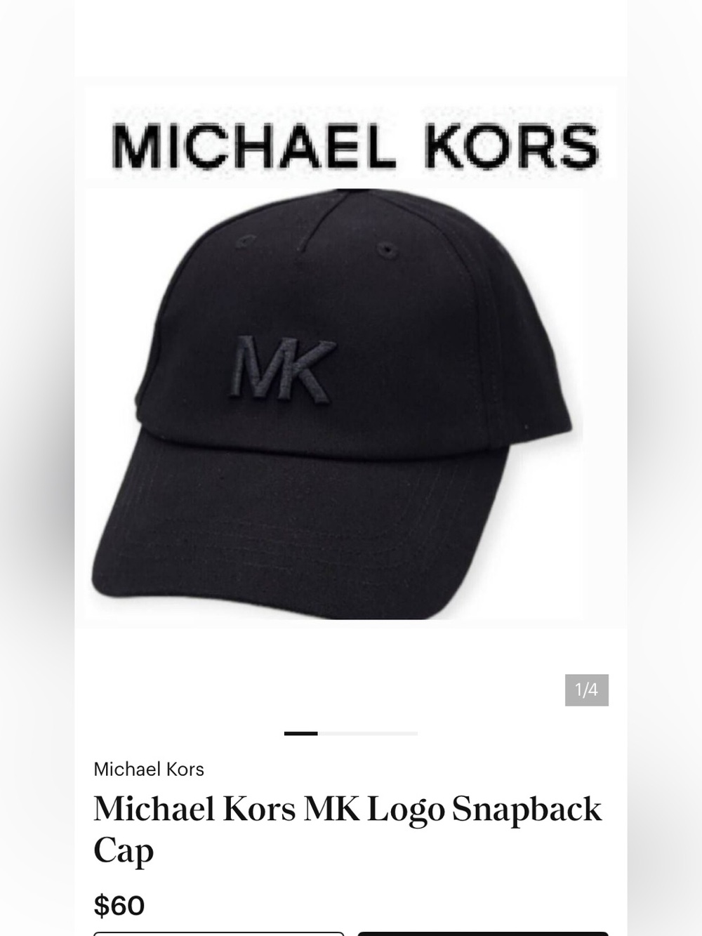 Michael Kors Black MK Logo Ball Cap